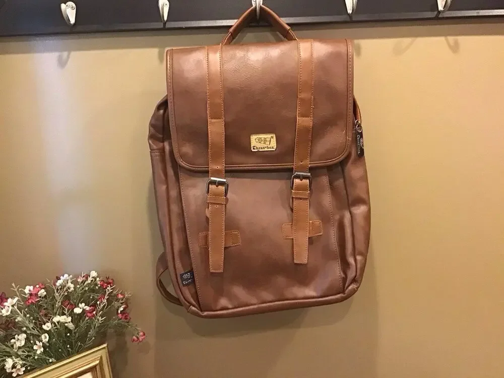 Vegan Leather Bag/Backpack With Adjustable Strap Laptop Compartment College